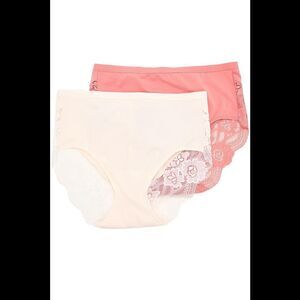 All Worthy Women's 2-Pack Scalloped Edge Lace Brief Rosette - Regular